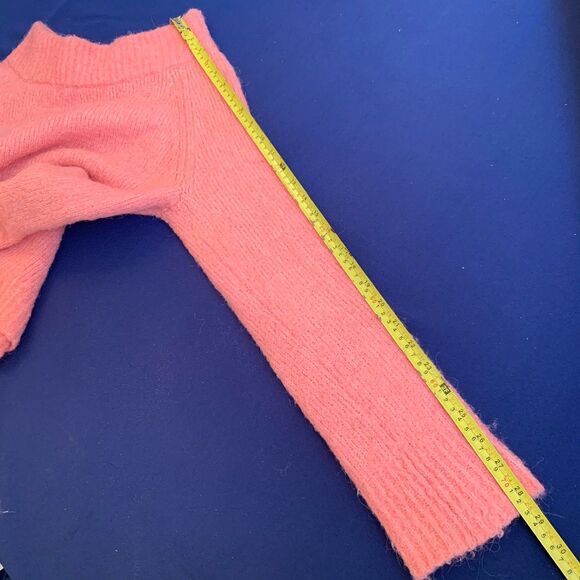 Anthropologie Moth Sweater Fuzzy Chunky Knit M Pink Mock Neck Wool Alpaca Preppy - Picture 8 of 8